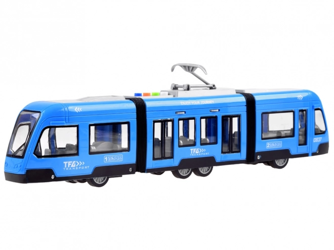 Blue Articulated Tram with Lights and Sound