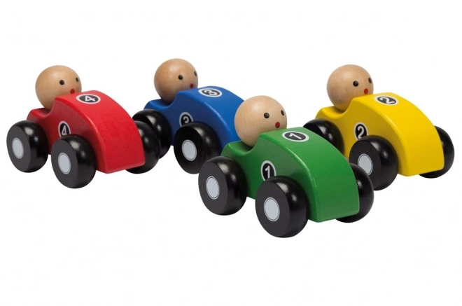 Wooden Racing Cars in Four Colors