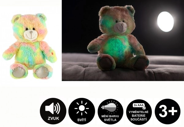 Dreamy Rainbow Bear Plush Toy with Light and Sound