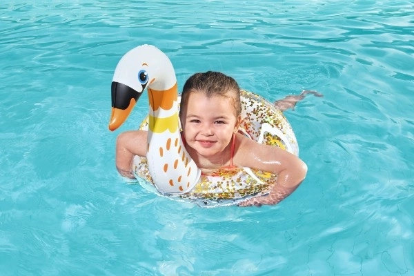 Bestway Inflatable Swan Swimming Ring with Glitter