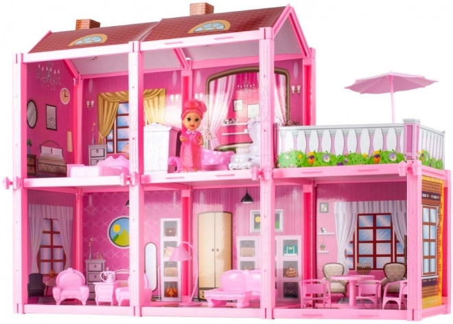 Dollhouse Large Villa with Furniture and Doll Set