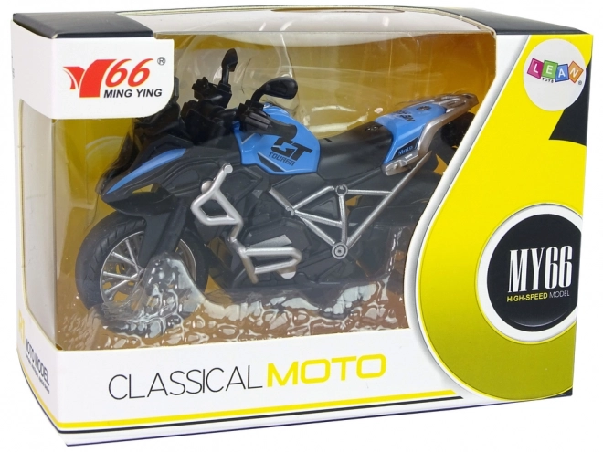 Pull-Back Blue GT Motorcycle Toy 1:14 Scale with Lights and Sound