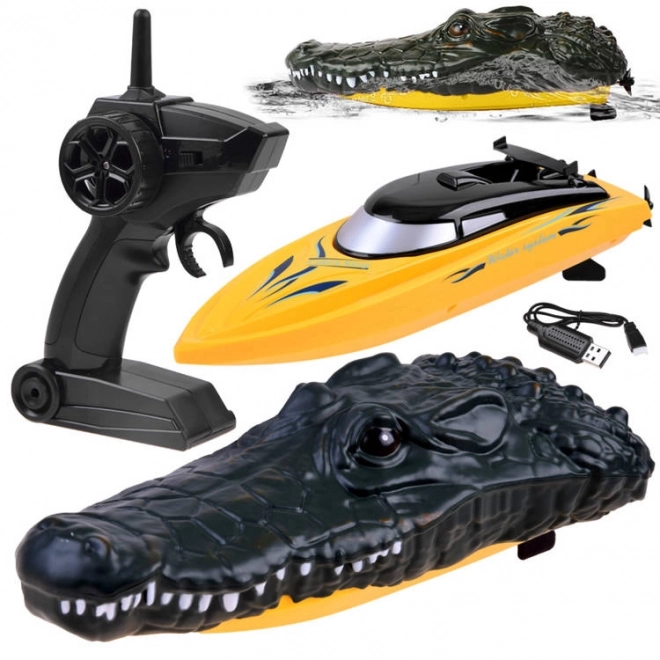 Remote Controlled Crocodile Boat – Yellow