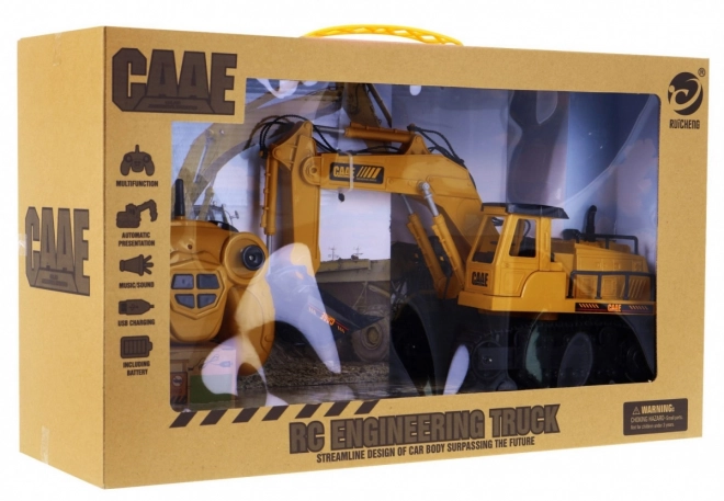 Remote Controlled Excavator Toy with Sounds and Accessories