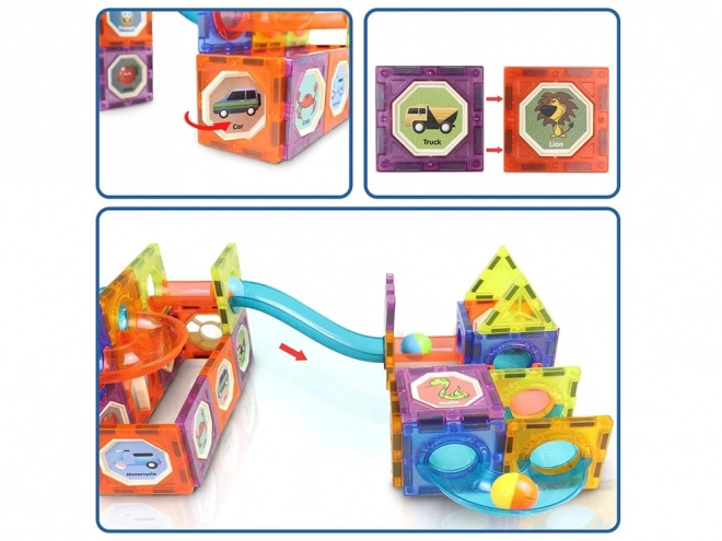 3D Magnetic Building Blocks Set with Illuminated Marble Track for Kids