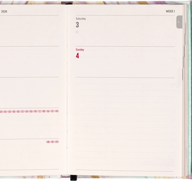 Weekly Diary Pink Marble with Magnetic Closure 2026