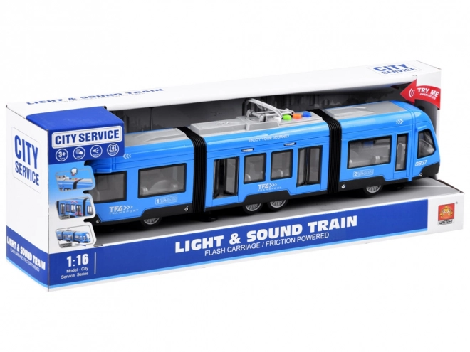 Blue Articulated Tram with Lights and Sound