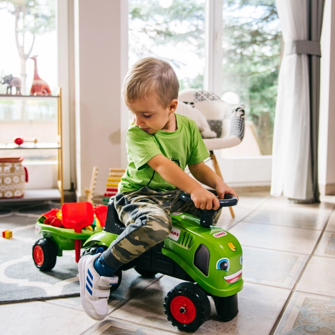 Falk bébitraktor Claas utánfutóval és kerti eszközökkel