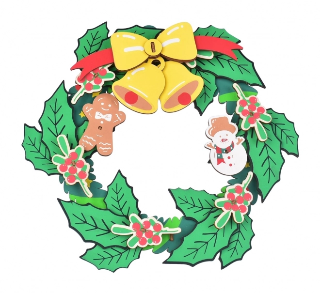 Wooden 3D Puzzle Christmas Wreath