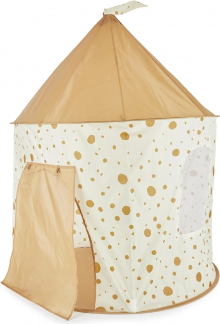 Self-assembling play tent for children with polka dots