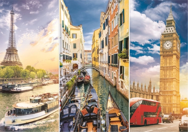 Trefl Puzzle City Collage Paris-Venice-London with Mat