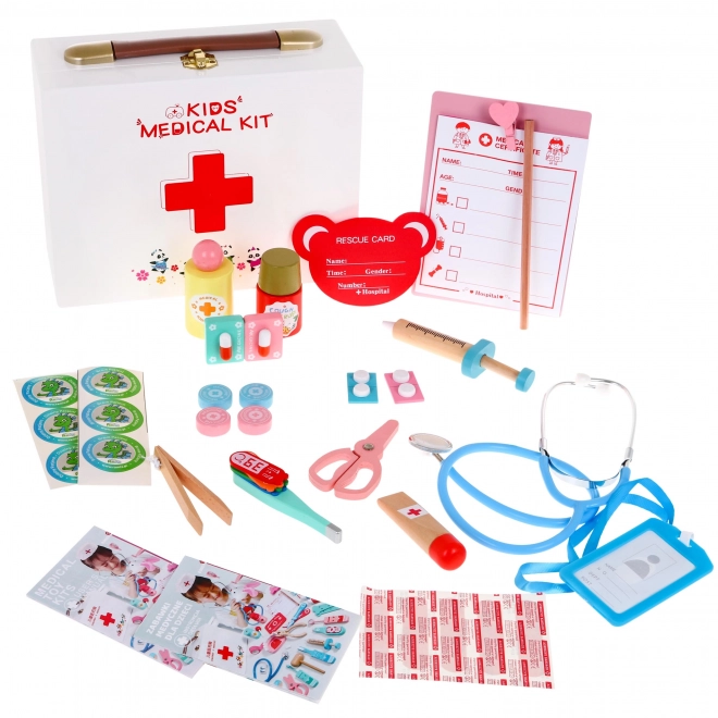 Wooden Doctor Set for Kids 3+ with Educational Booklets and Stickers