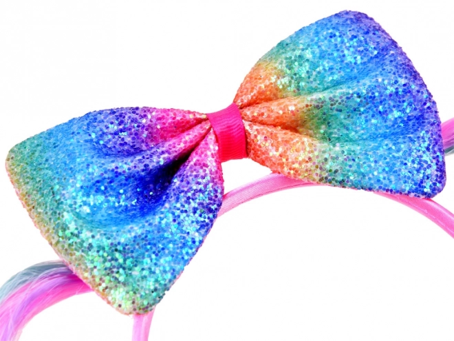 Charming Glitter Pony Headband with Bow