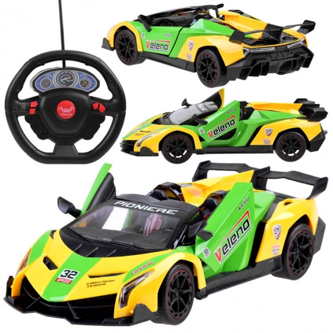 Remote Controlled Sports Car with Opening Doors – Yellow