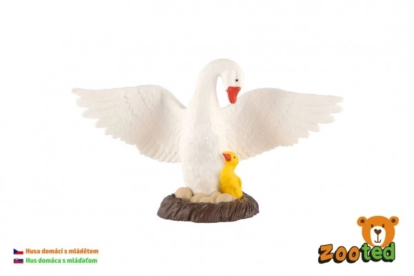 Plastic Goose with Gosling 12cm