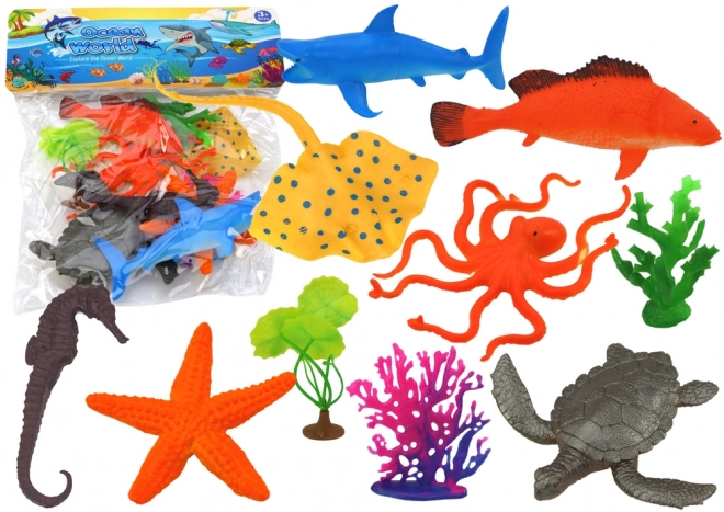 Sea Animal Figures Set with Aquatic Plants