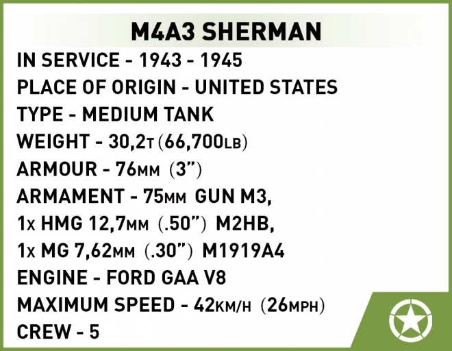 Cobi M4A3 Sherman WWII Model Tank