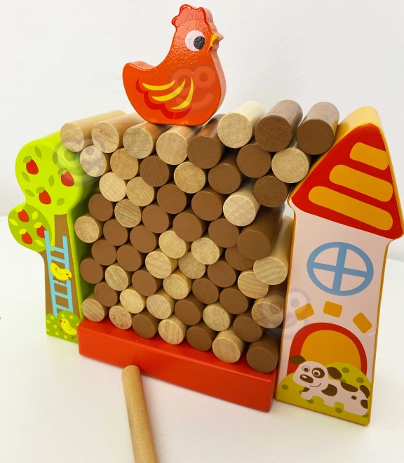 Tooky Toy Dřevěná Hra Spadni Kura Farma