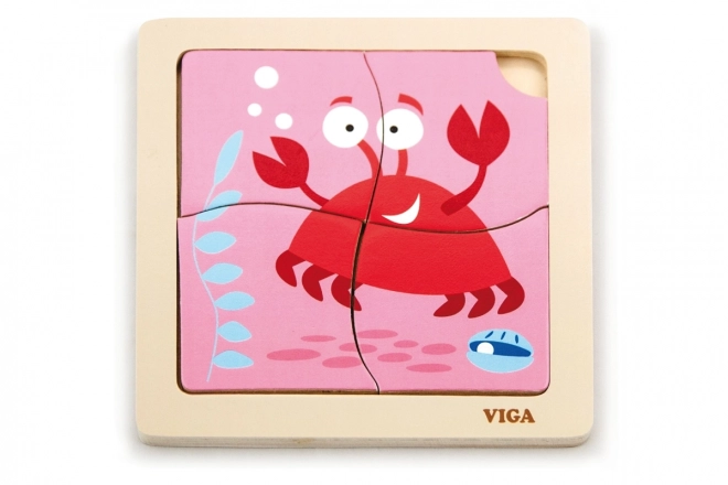 Drevené Puzzle Krab pre Najmenších
