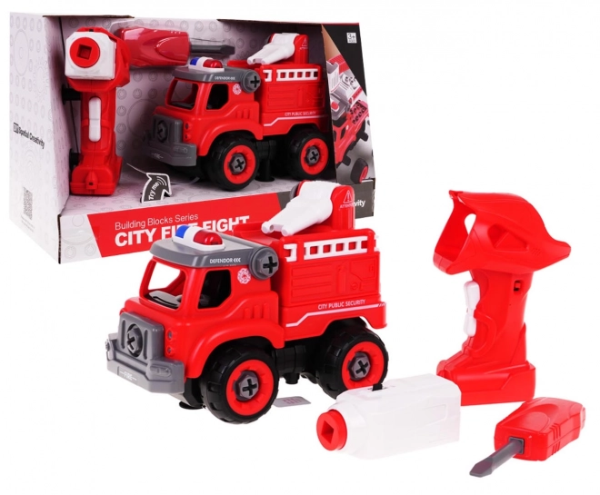 Interactive Fire Truck Toy with Drill and Screwdriver