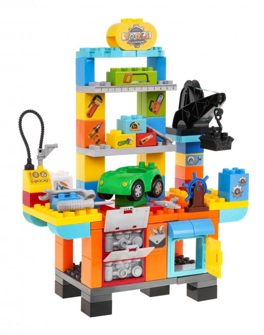 Construction Blocks Workshop for Kids 3+ with Car, Tools, and Accessories