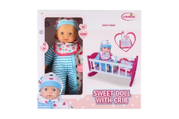 Cute Baby Doll with Cradle and Accessories