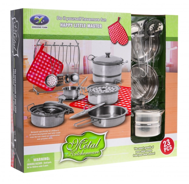 Children's Metal Cookware Set with Accessories