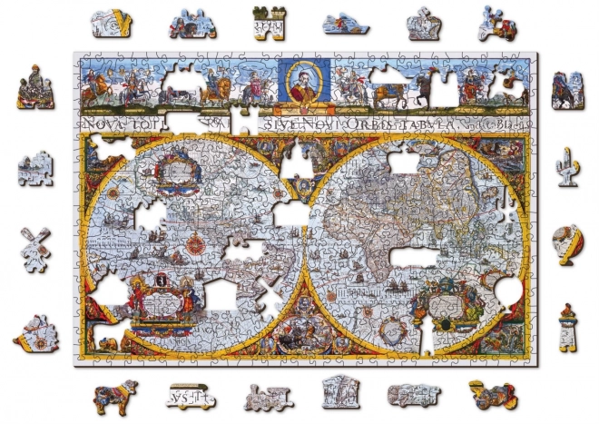 Wooden City Antique World Map 2-in-1 Puzzle 505 Pieces