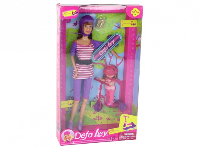 Lucy Dolls Set with Scooter and Skateboard