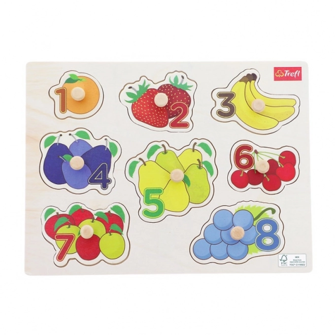 Wooden Fruit Puzzle with Numbers