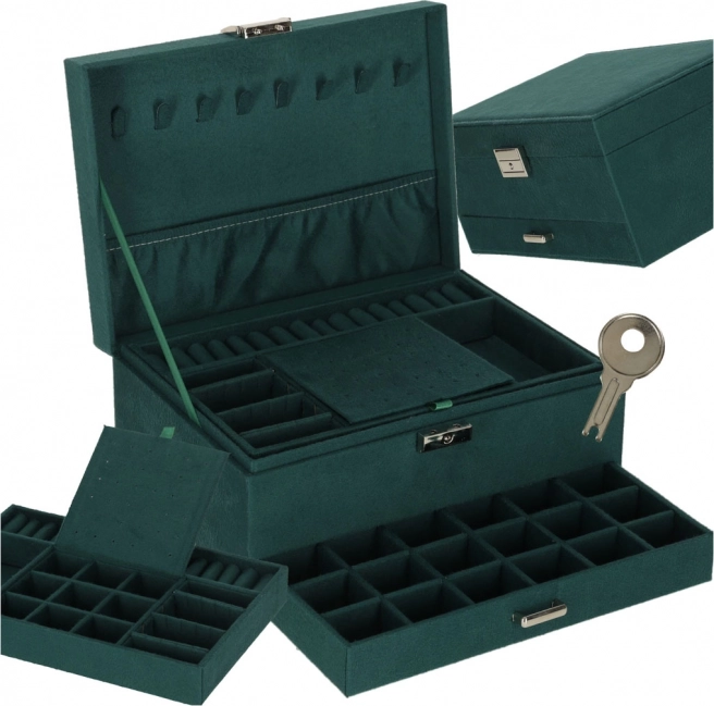 Boîte à bijoux verte coffret organiseur