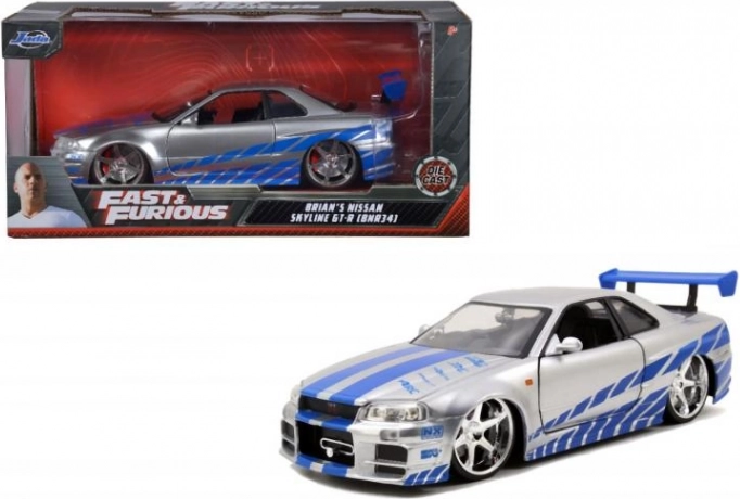 Metalen automodel 2002 Nissan Skyline GT‑R R34 1:24 Fast & Furious
