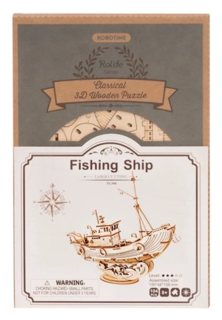 Robotic Wooden 3D Puzzle Fishing Boat