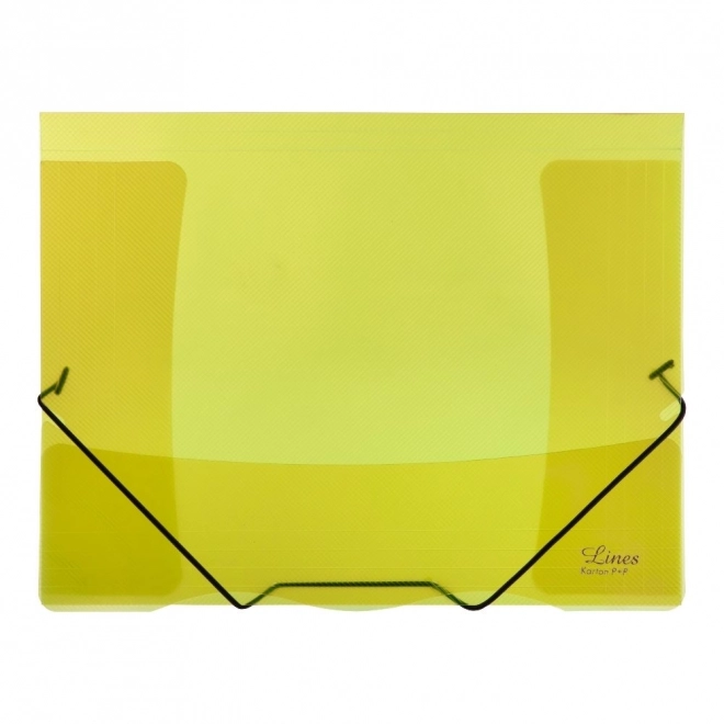 Transparent folder with elastic band lines yellow