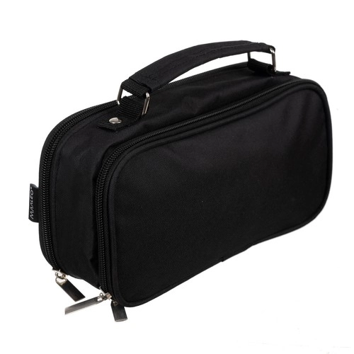 Large Black School Pencil Case - Expandable Dual Compartment