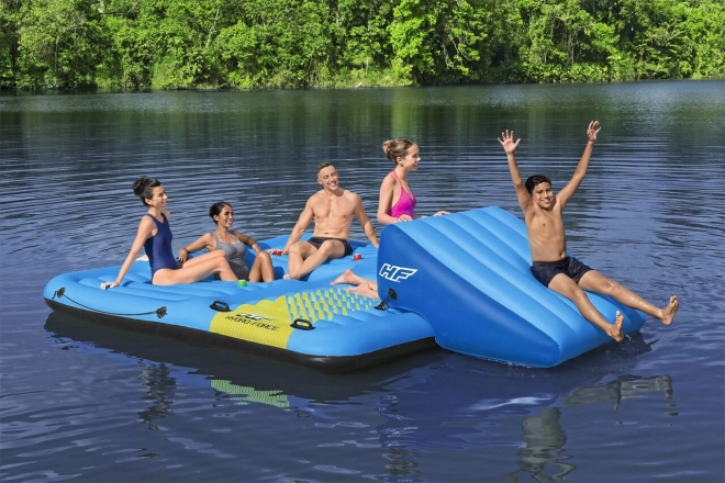 Large Inflatable Swimming Island with Slide for 5 People