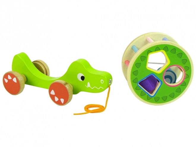 Wooden Pull Along Crocodile Shape Sorter Toy