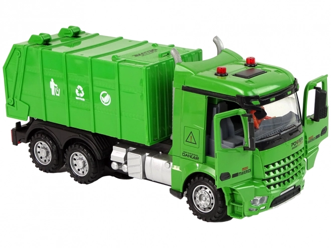 Remote Controlled Green Garbage Truck with Lights and Sound