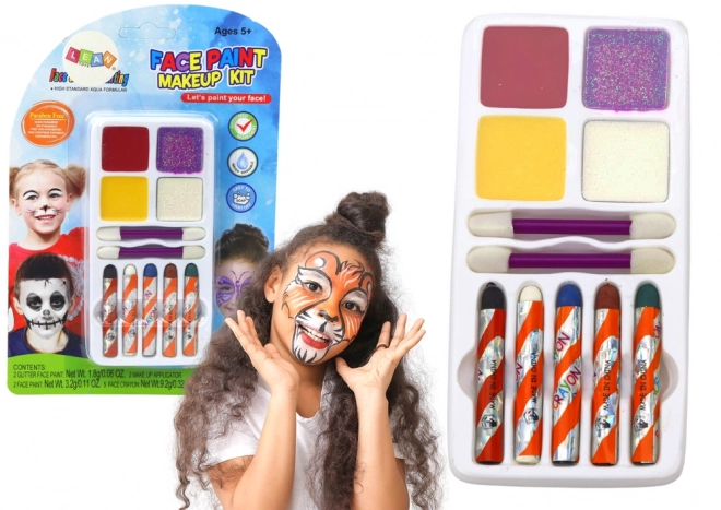 Face Painting Set with Glitter, Crayons, and Brushes