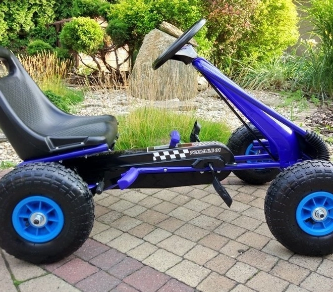 Pedal Air Kart + Inflatable Tires + Adjustable Seat – Blue