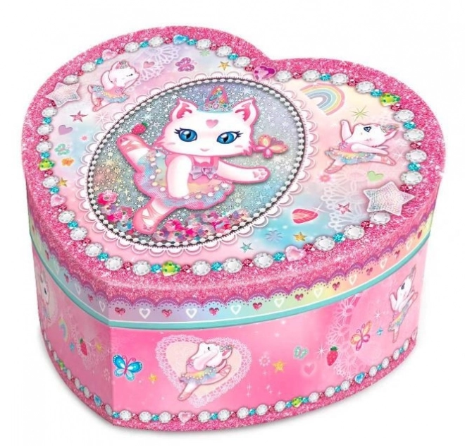 Heart Shaped Music Box - Ballet Cat