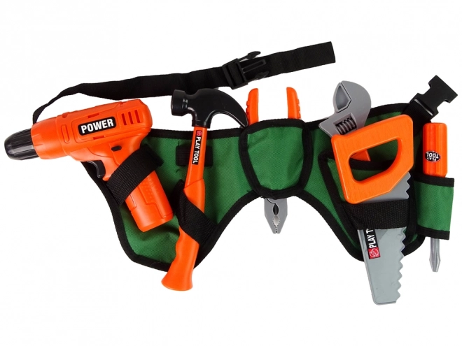 Adjustable Toy Tool Belt with Battery-Powered Drill