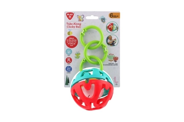Sonaglio palla/portachiavi per passeggino plastica 22cm su cartone 6m+