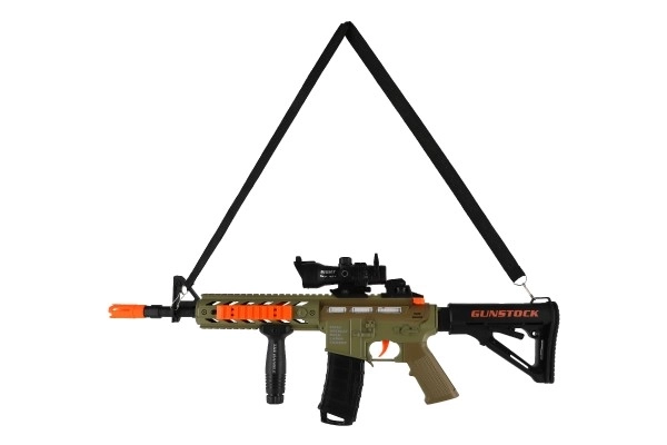 Fusil mitrailleur avec balles en mousse + 12 balles en plastique 60cm à piles avec lumière, son dans une boîte 65x27x6cm