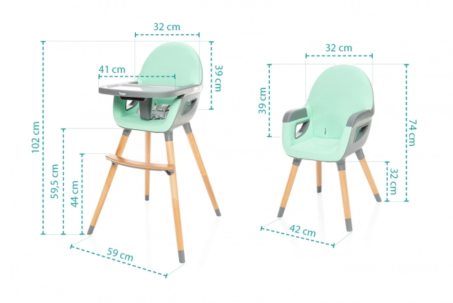 Highchair Dolce 2 Ice Green/Grey