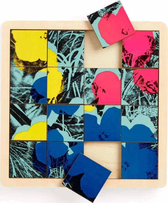 Galison Wooden Sliding Puzzle Andy Warhol Flowers