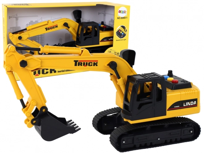 Yellow Excavator Toy with Sound and Light