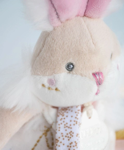 Plush Bunny Toy with Rattle and Pacifier Holder