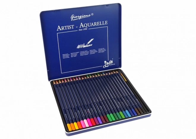 Set of 24 Watercolor Pencils with Metal Case