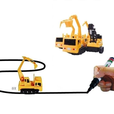 Inductive Excavator Vehicle with Track and Marker